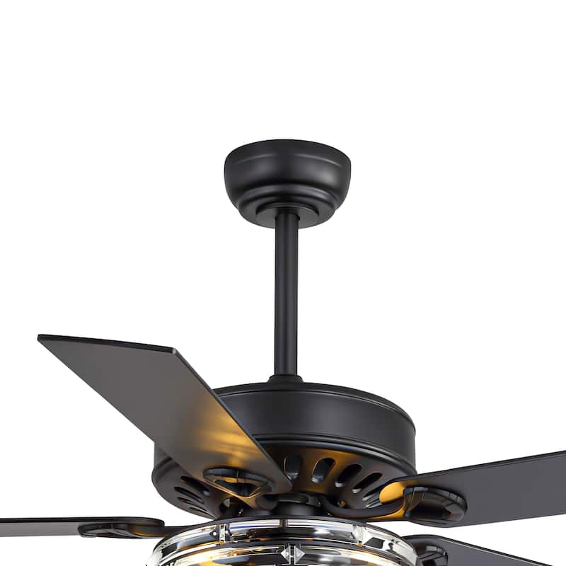 52-inch Reversible 5-Blade Crystal Caged Ceiling Fan with Remote and Light Kit