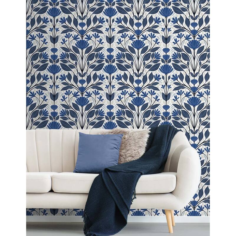 NextWall Folk Floral Peel and Stick Wallpaper