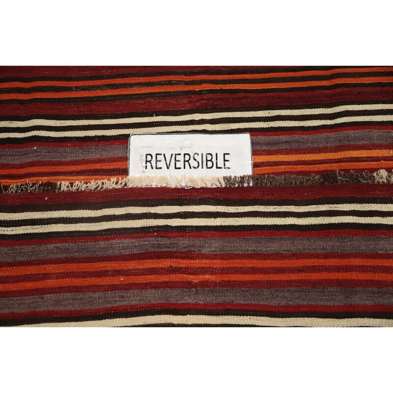 Hand Woven Oriental 100% Wool Carpet Southwestern Geometric Multi-Colored Kilim Area Rug - 10' 4'' X 5' 4''