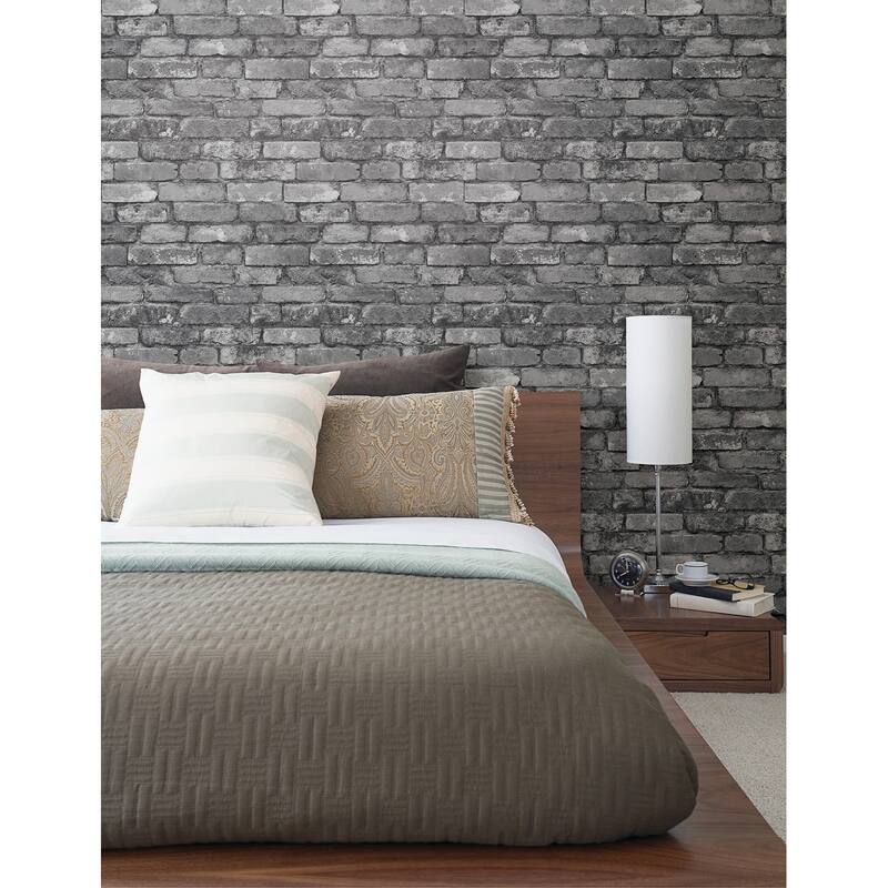 Beacon House Brickwork Slate Exposed Brick Wallpaper - 20.5in x 396in x 0.025in