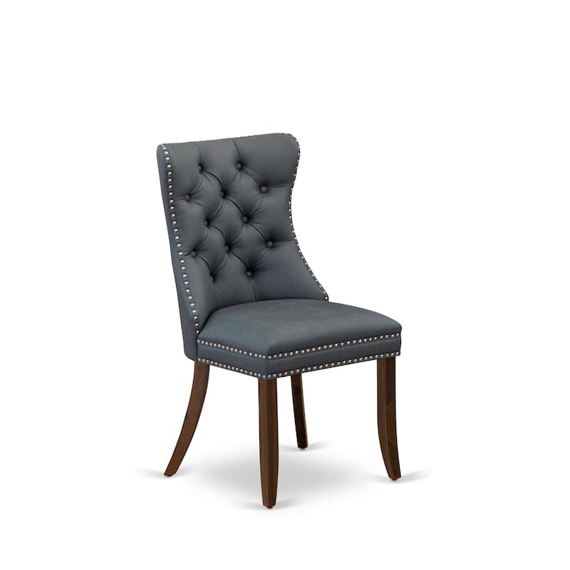 East West Furniture Dining Set Consists of a Round Kitchen Table and Upholstered Chairs, Antique Walnut (Finish Options)