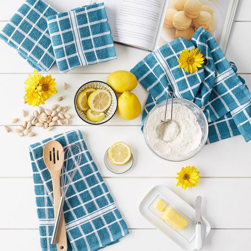 DII Solid Honey Gold Windowpane Terry Dishtowel 4 Piece