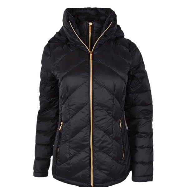 Quilted nylon packable hooded puffer jacket best sale