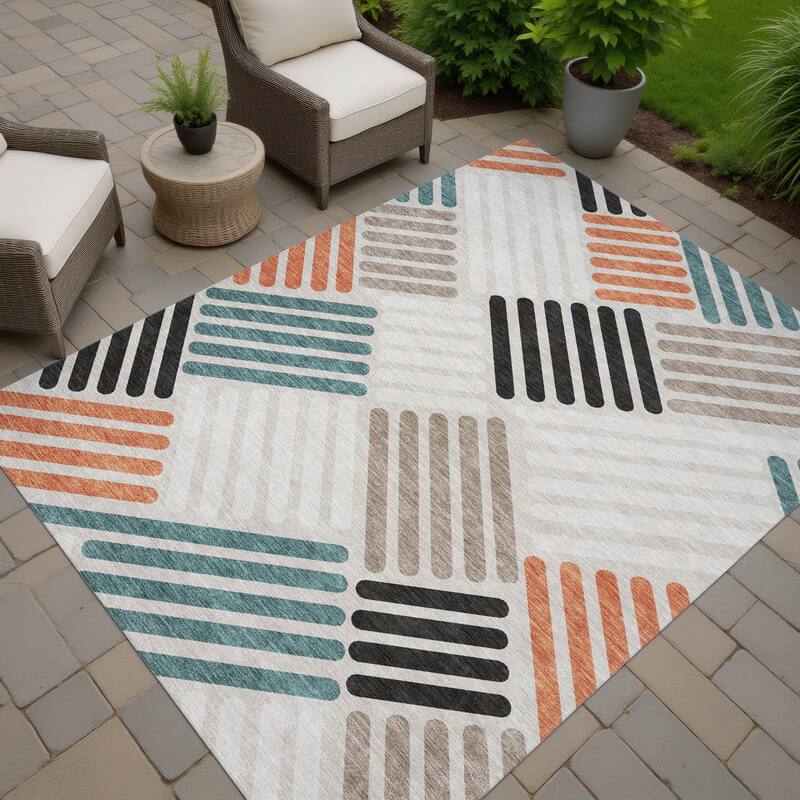 Machine Washable Indoor/ Outdoor Modern Weave Chantille Rug - Dune - 9' x 12'