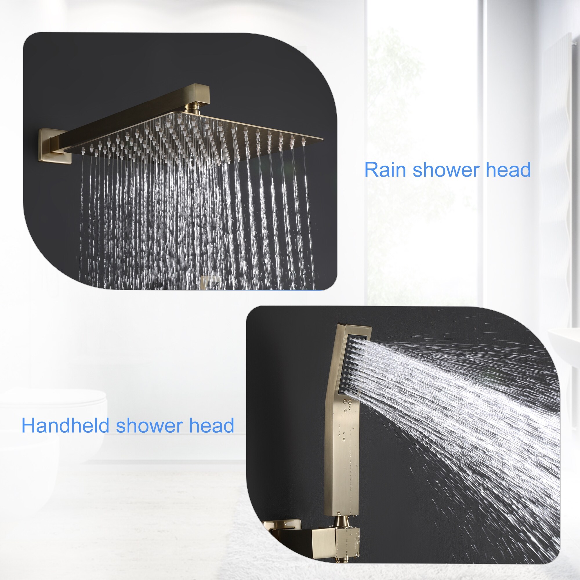 Rain Shower System with LED Shower Head Thermostatic Valve