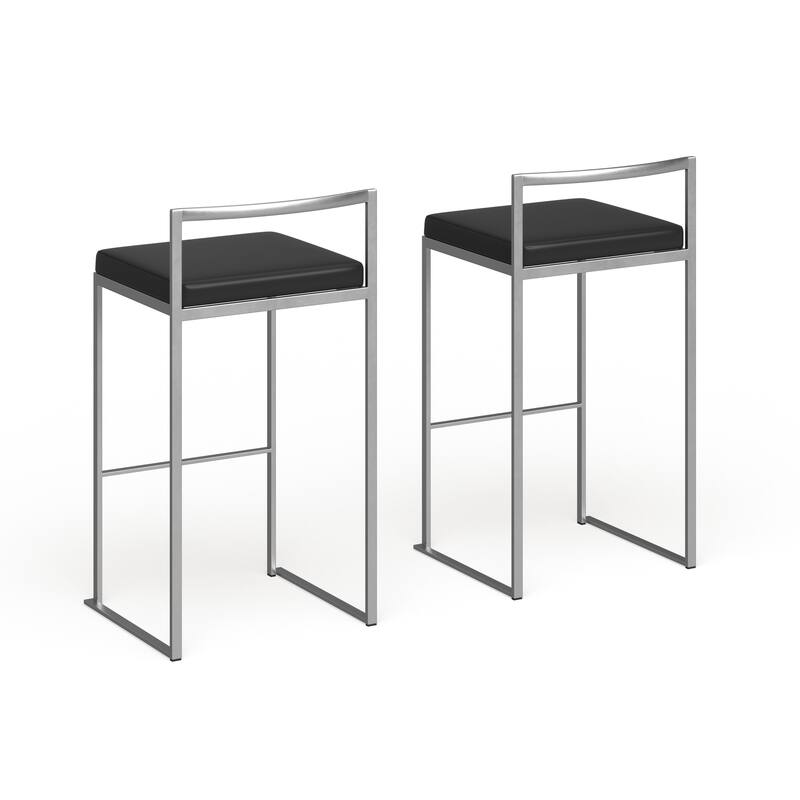Silver Orchid Forrest Stackable Faux Leather Bar Stools (Set of 2) - N/A