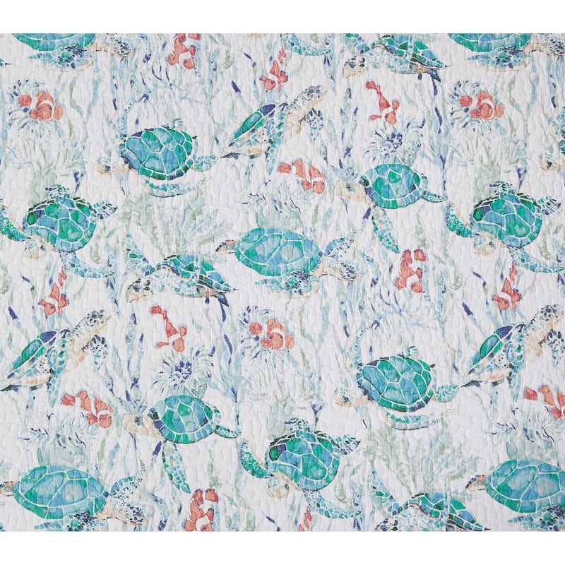 Sea Turtle Cove Cotton Quilt Set - Reversible and Machine Washable