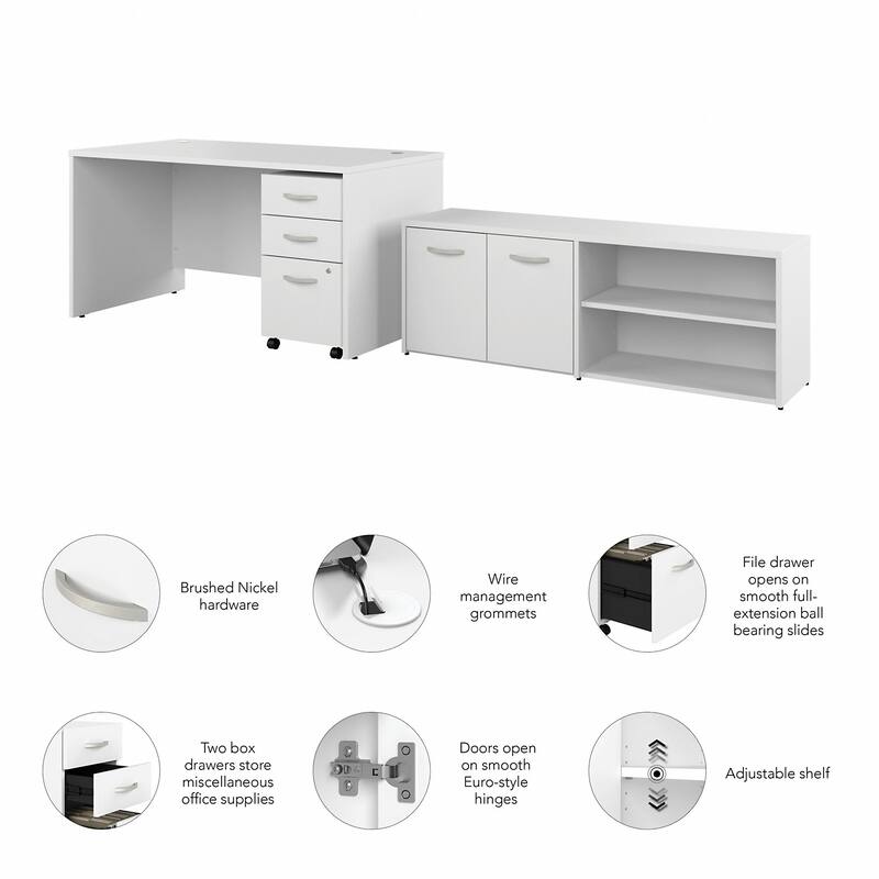 Studio C 60W Desk with Return and Cabinet by Bush Business Furniture