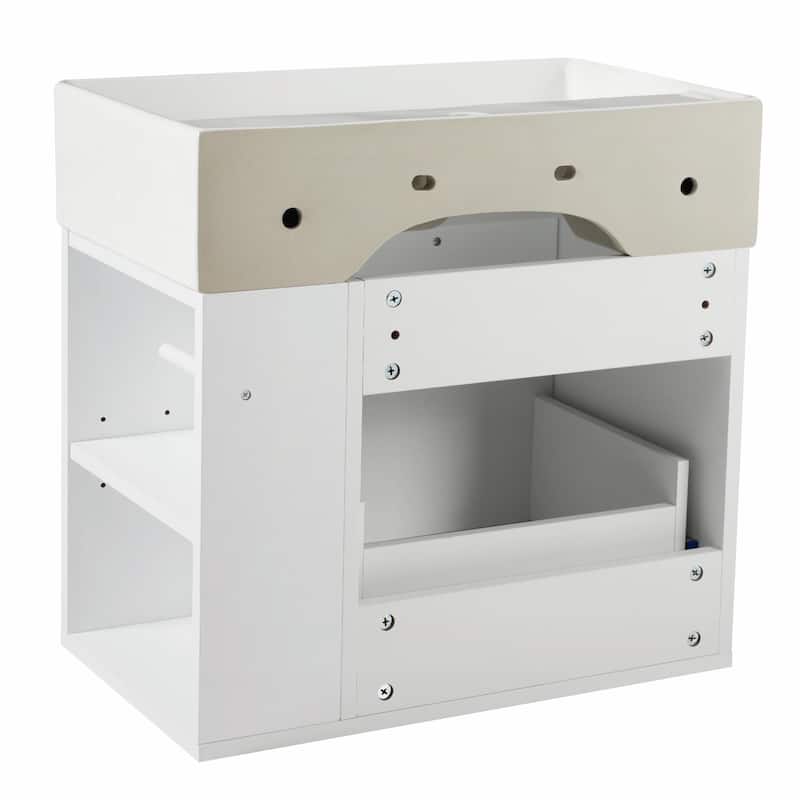 21.8-Inch Bathroom Vanity with Sink, One Large Drawer, Adjustable Shelf, Toilet Paper Holder