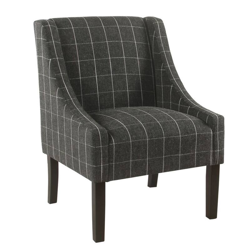 HomePop Modern Swoop Arm Accent Chair - Black Windowpane