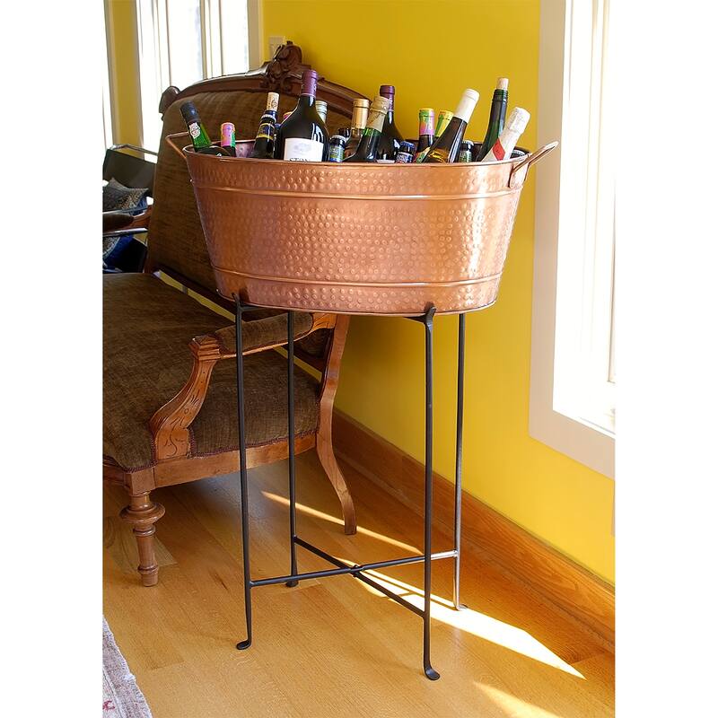 Achla Designs Multi Purpose Large Folding Floor Stand, 22 Inch Diameter, Black Powder Coat Finish