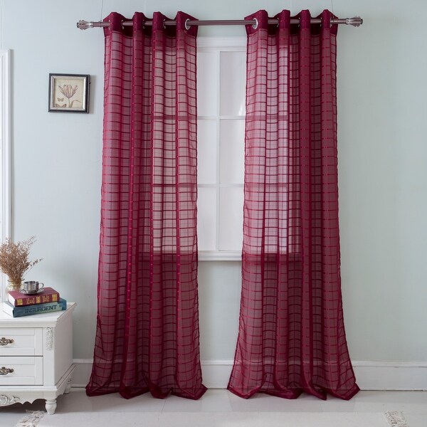 Wanda Striped Box Voile Single Grommet Curtain Panel - (1x) 54 x 90 in.. Opens flyout.