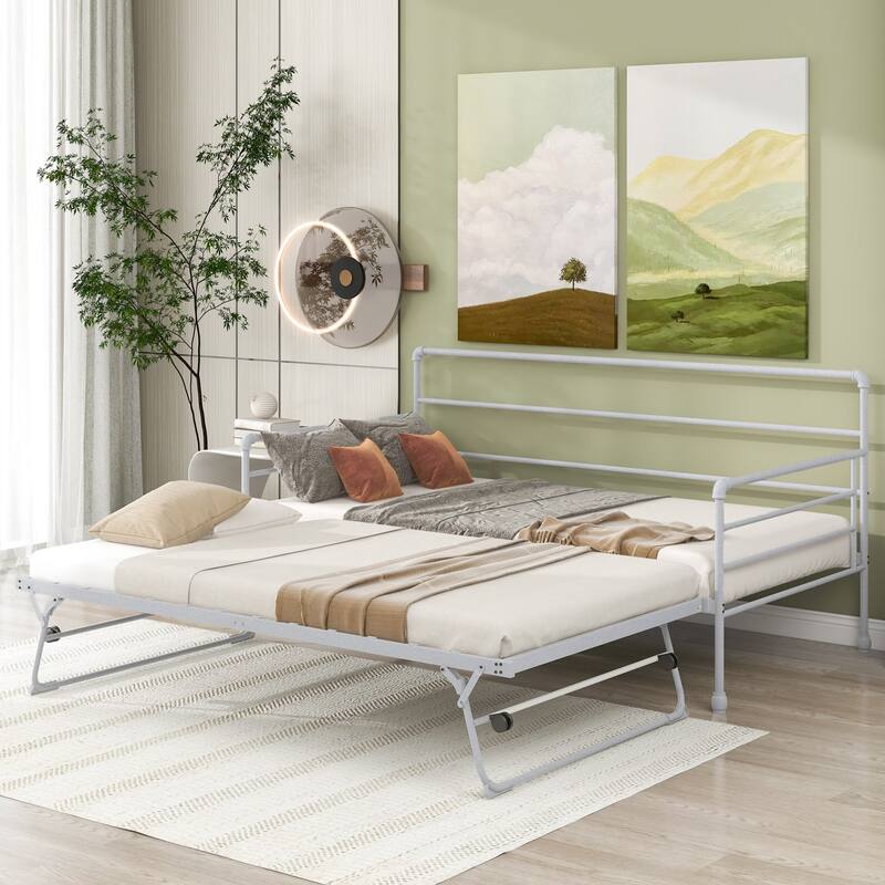 Twin Daybed with Trundle,Day Bed with Trundle Bed Twin,Pop Up Trundle Bed