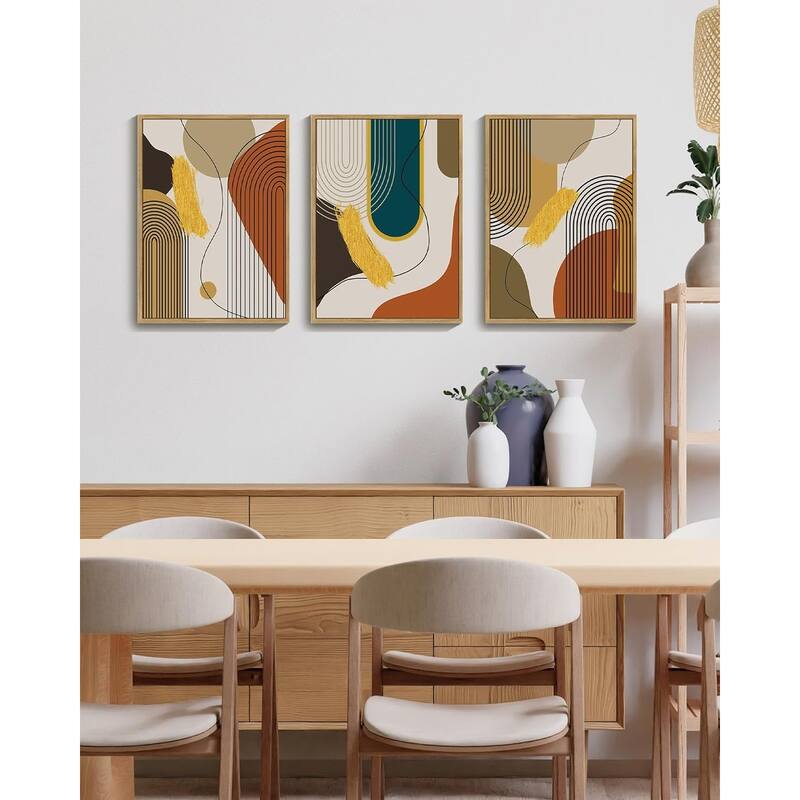 Abstract Framed Wall Art Modern Minimalist Luxury Gold Line Artwork
