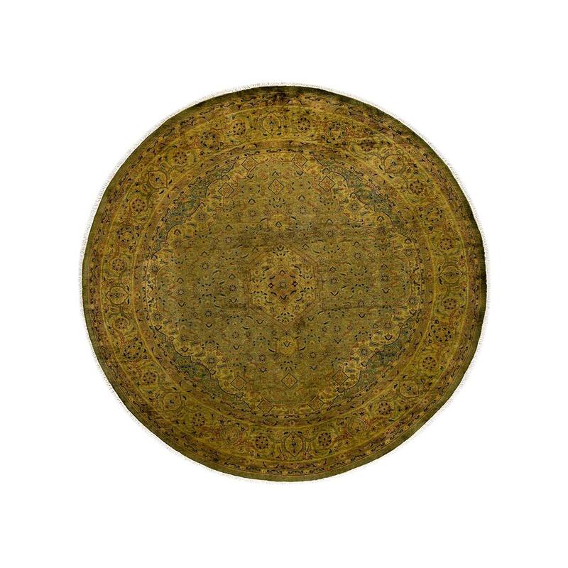 Overton Hand Knotted Wool Vintage Inspired Modern Contemporary Overdyed Gold Area Rug - 6' 2" x 6' 4"