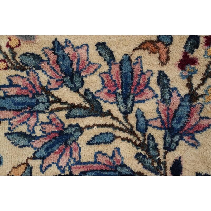 Hand Knotted Oriental 100% Wool Carpet Traditional Floral Beige & Ivories Kerman Area Rug - 17' 9'' X 10' 8''