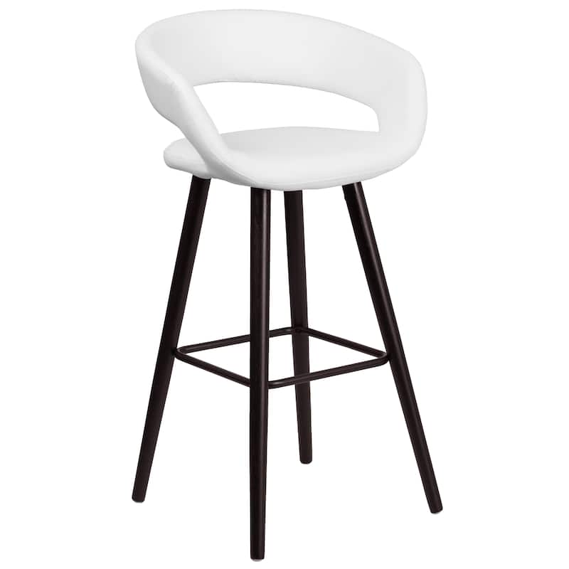 29'' High Contemporary Vinyl Rounded Back Barstool with Wood Frame - 22"W x 19"D x 39"H