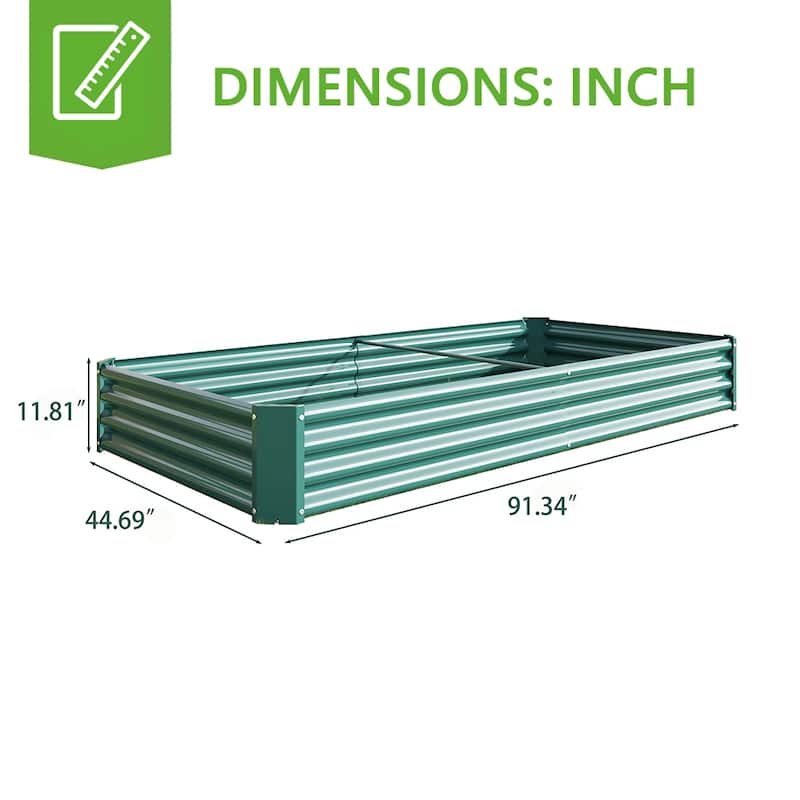 Outdoor Galvanized Metal Raised Garden Bed Kit - 7.6 x 3.7 x 1 ft