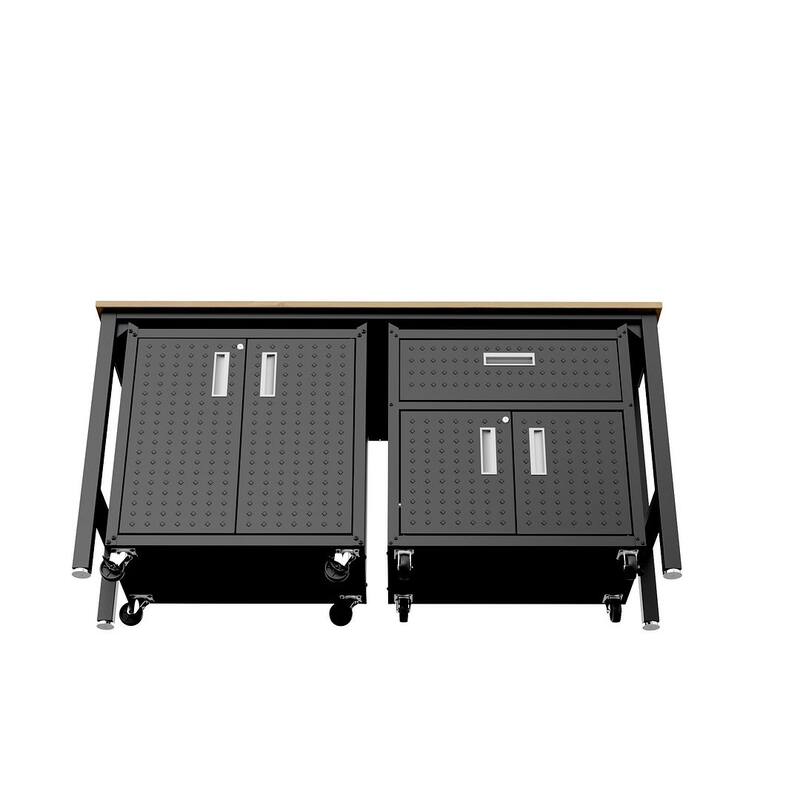 3-Piece Fortress Mobile Space-Saving Garage Cabinet and Worktable 2.0