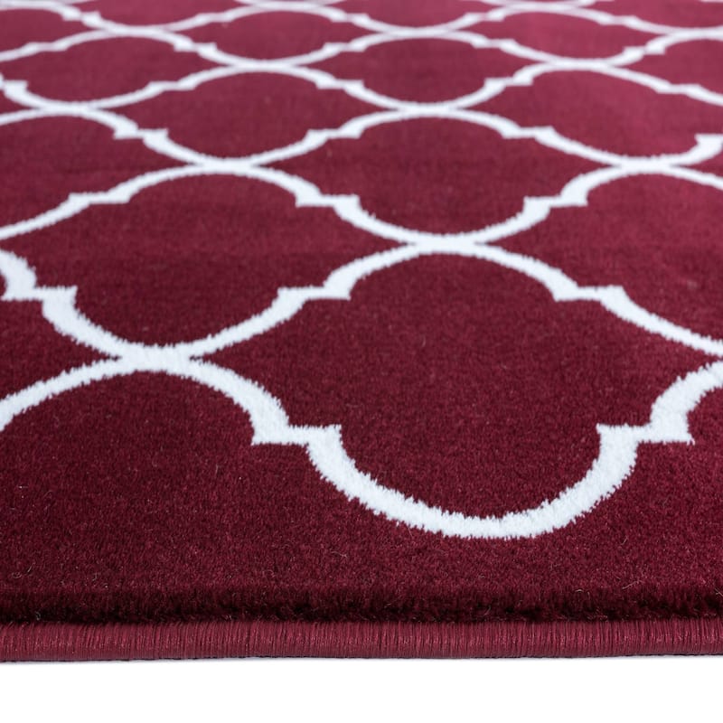 SUSSEXHOME Area Rugs Modern Desing for Living Room 2 x 3 Red/White - 2' x 3'