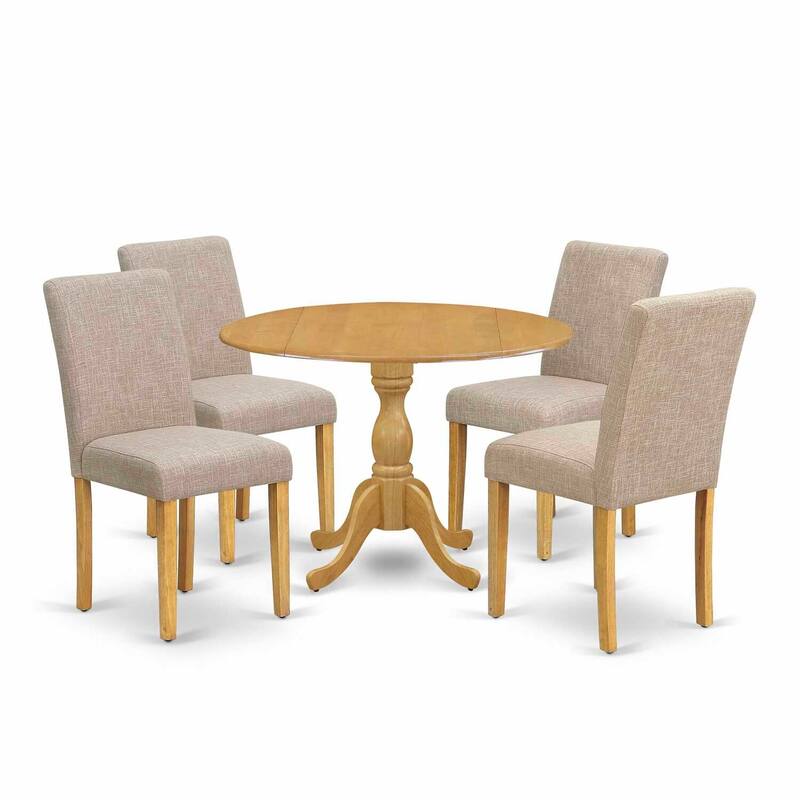 HomeStock 5-Piece Natural Oak Finish Solid Wood Top Dining table with 4-Chairs