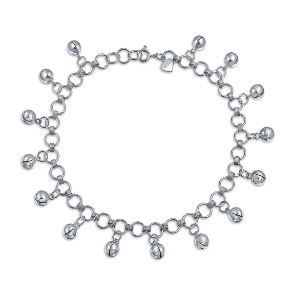 Multi Jingle Bells Pattilu India Dangle Charms Anklet Ankle Bracelet For Women 925 Sterling Silver 9.5 Inch