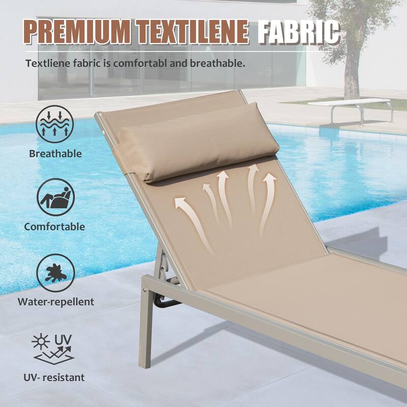 GDFStudio - Tatum 3-Piece Outdoor Adjustable Chaise Lounge Set with Side Table and Wheels
