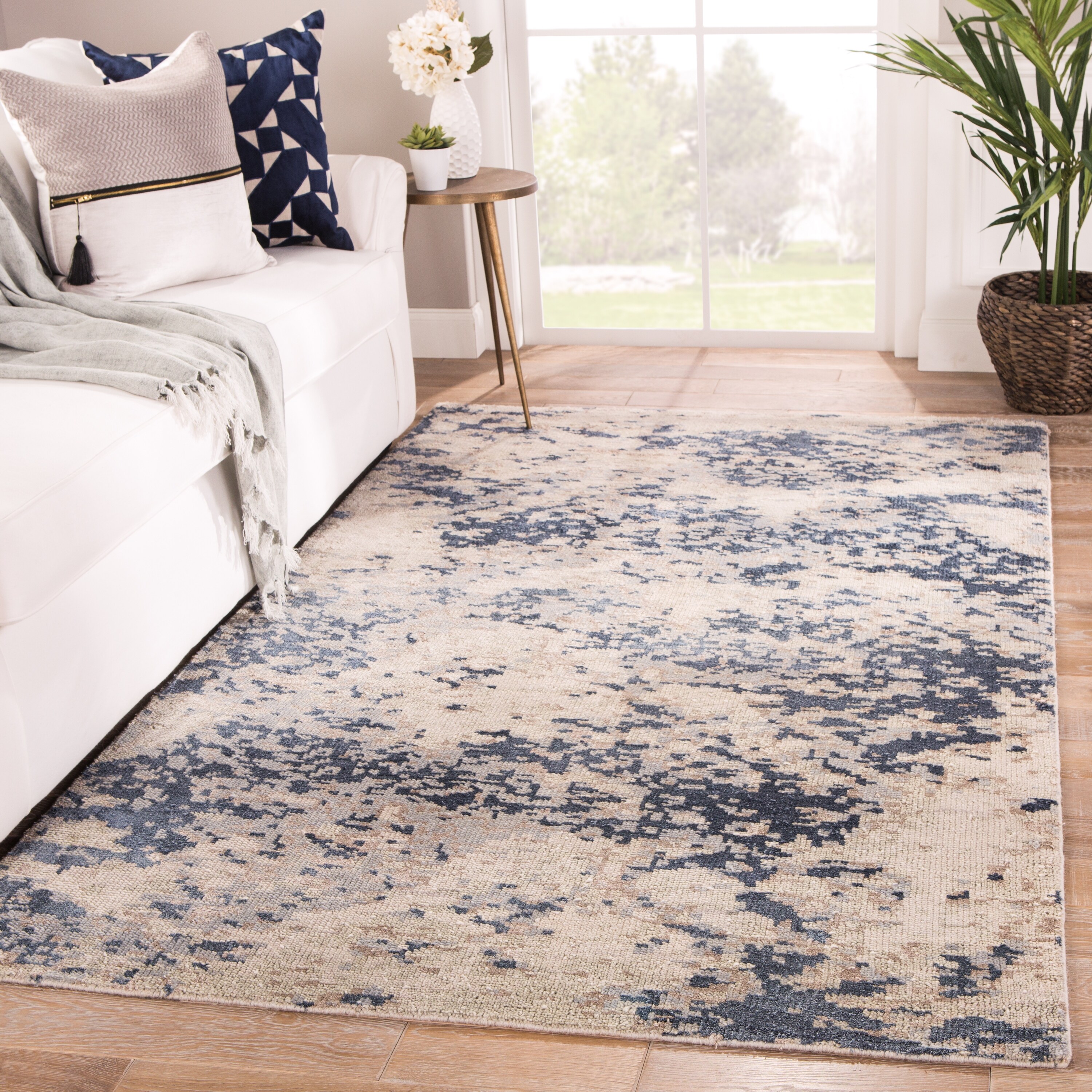 Tay Hand Knotted Abstract Blue Taupe Area Rug On Sale Overstock 25659239