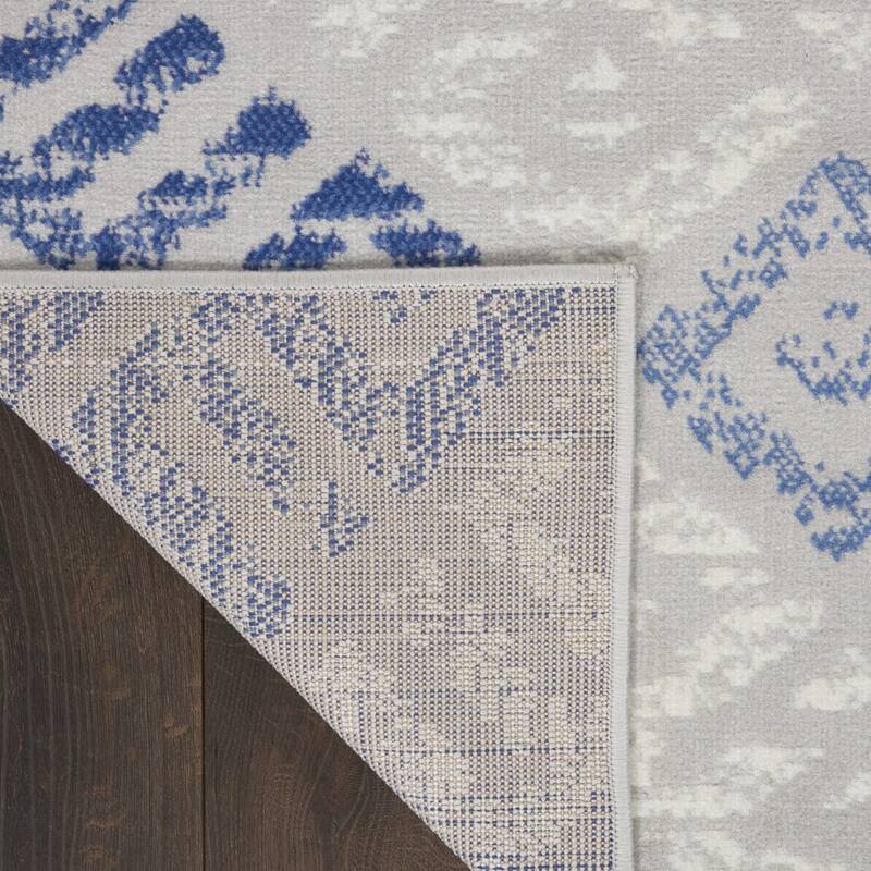 Jotu Distressed Geometric Abstract Modern Non Skid Stain Resistant Area Rug By HomeRoots - 96' X '24' X '0.39
