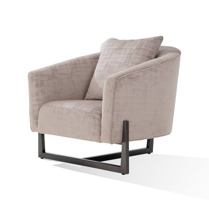 Modrest Forbis Contemporary Light Grey Fabric Accent Chair