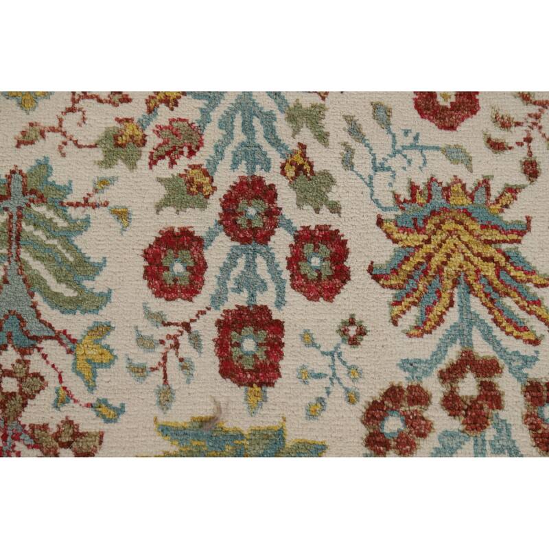 Hand Knotted Oriental 100% Wool Carpet Traditional All-Over Beige & Ivories Ziegler Area Rug - 9' 10'' X 6' 6''