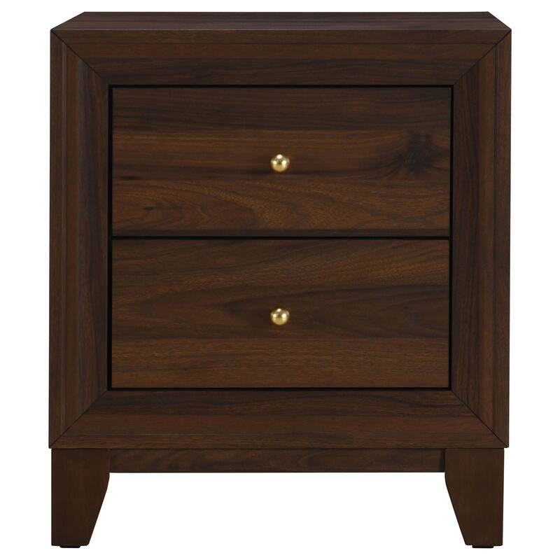 Anza Walnut 2-drawer Nightstand Bedside Table