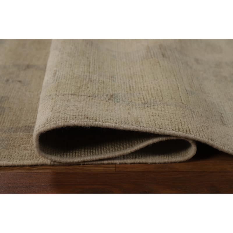 Hand Knotted Oriental 100% Wool Carpet Transitional All-Over Beige & Ivories Oushak Area Rug - 11' 11'' X 9' 5''
