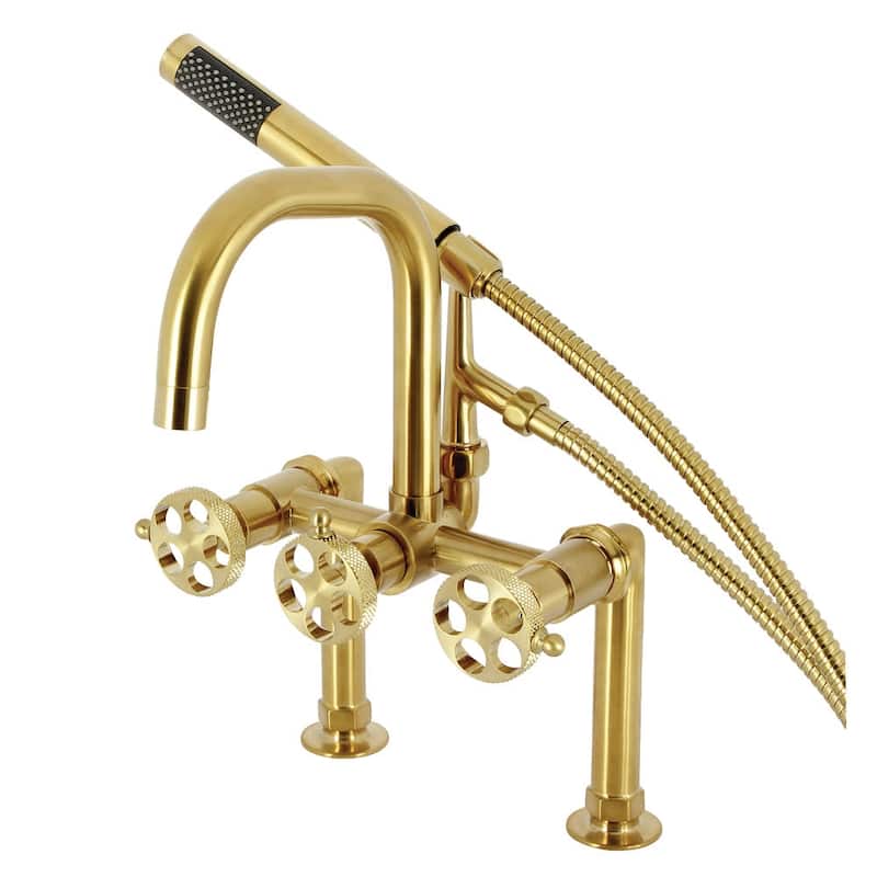Kingston Brass AE840.RKX Webb Deck Mounted Tub Filler with Built-In - Brushed Brass