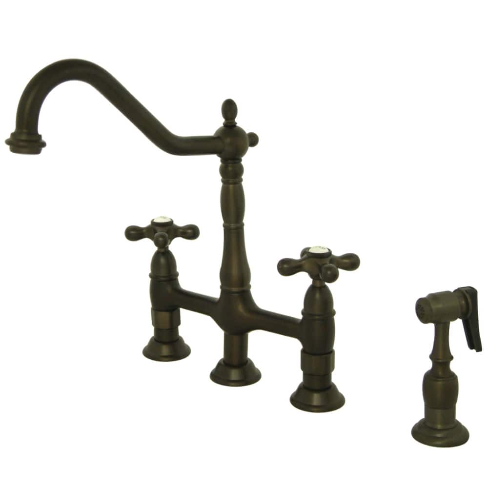 Heritage Bridge Kitchen Faucet with Brass Sprayer
