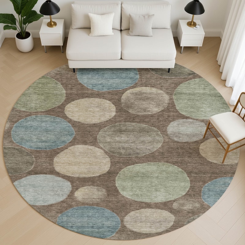 Premium Washable Super Soft Modern Bubbles Mayfield Rug - Chocolate - 8' x 8'