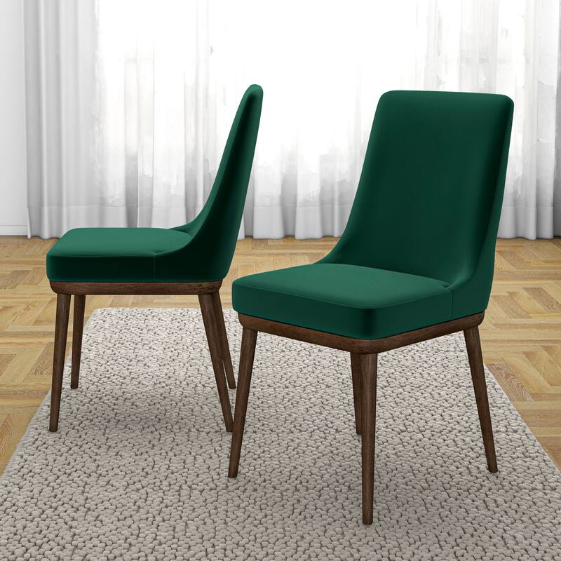 Belladonna Mid-Century Polyester Blend Dining Chair in Green (Set of 2)