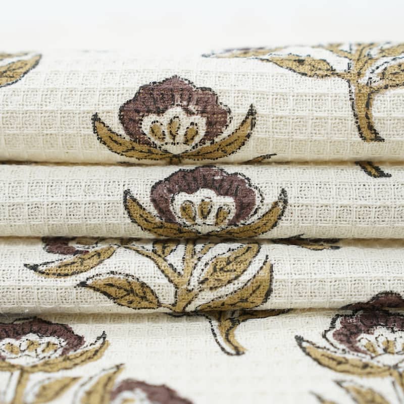 Fabdivine Handmade Floral Block Print Kitchen or Bath Room Hand Towels Home or Office Accent