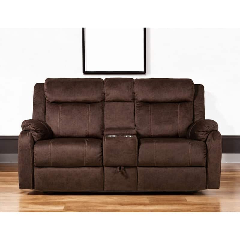 70" Dark Brown Manual Reclining Loveseat With Storage - Brown
