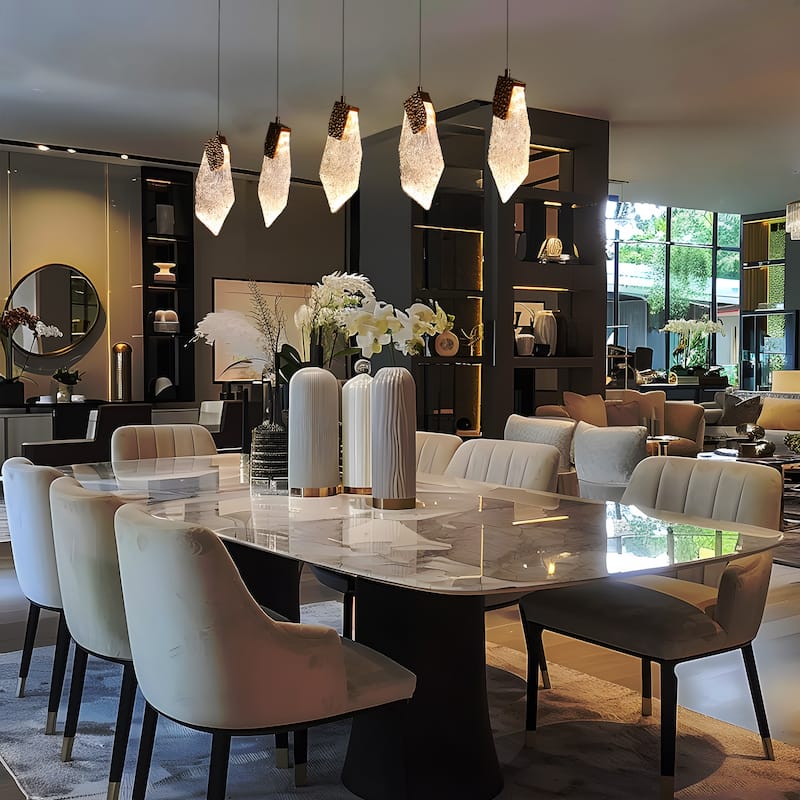 Modern Glam LED 5-Light Chandelier Island Pendant Lights for Kitchen Island - Gold - 37.4" W x 9.8" H x 5.1" D