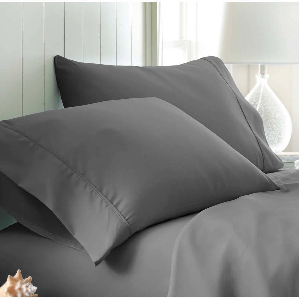 Pillowcases King 100% COTTON 400 Tc Dark Grey Solid Bed Pillow Cases 
