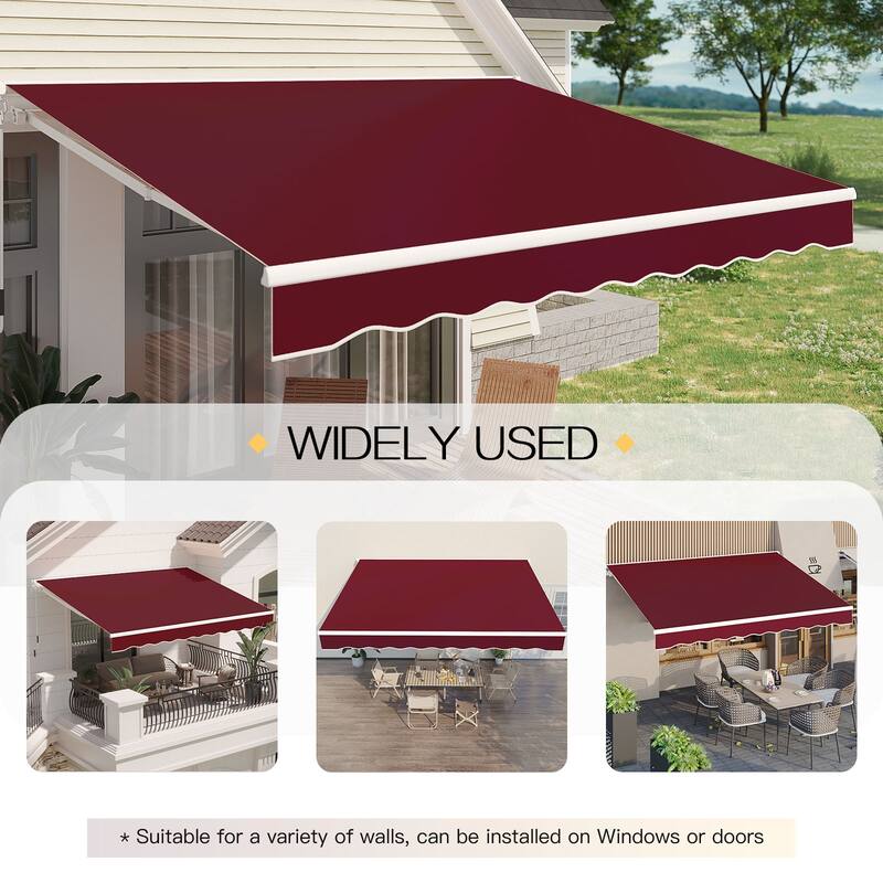 AECOJOY Manual Retractable Patio Awning Outdoor Sunshade Shelter (Cover Only)