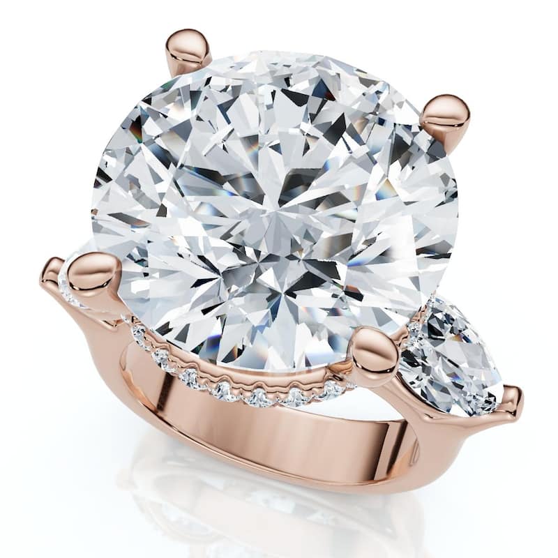 Bliss Diamond 11.75ct Diamond Marquise Accent Ring, Gold or Platinum Lab Grown - 8.5 - Rose