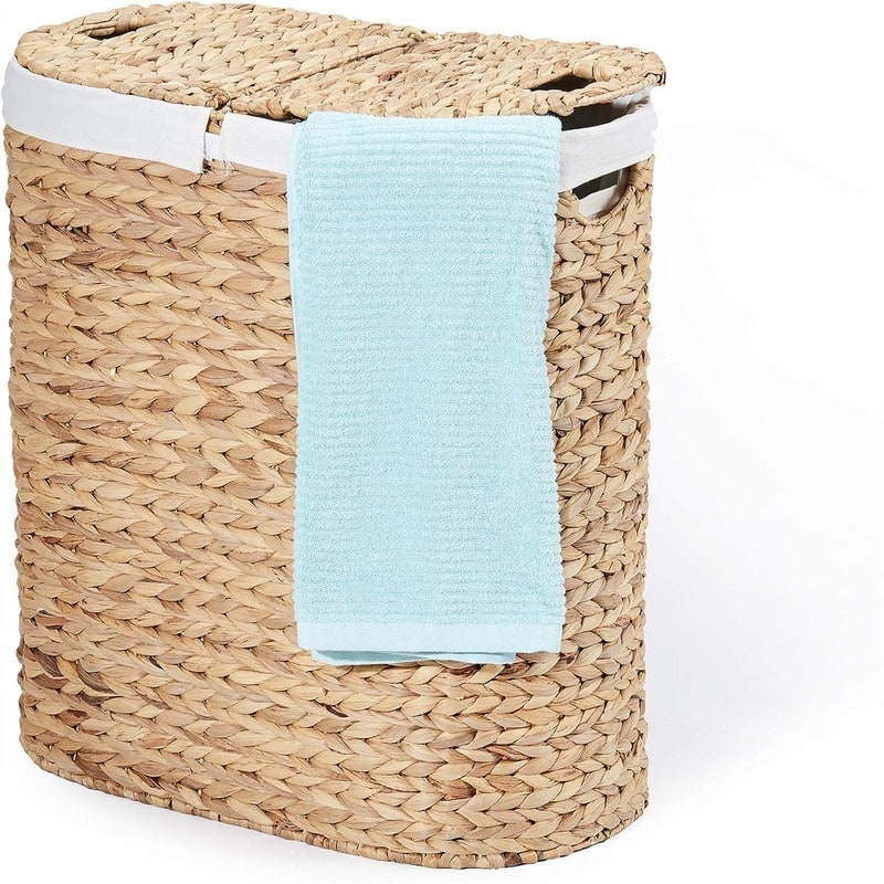 Premium Handwoven Portable Laundry Bin Basket with Carrying Handles - 23"L x 13"W x 24"H