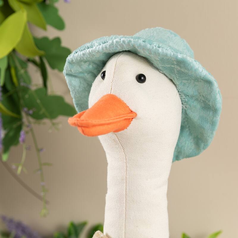 Glitzhome 15.75"H Easter Fabric Boy Duck Figurine