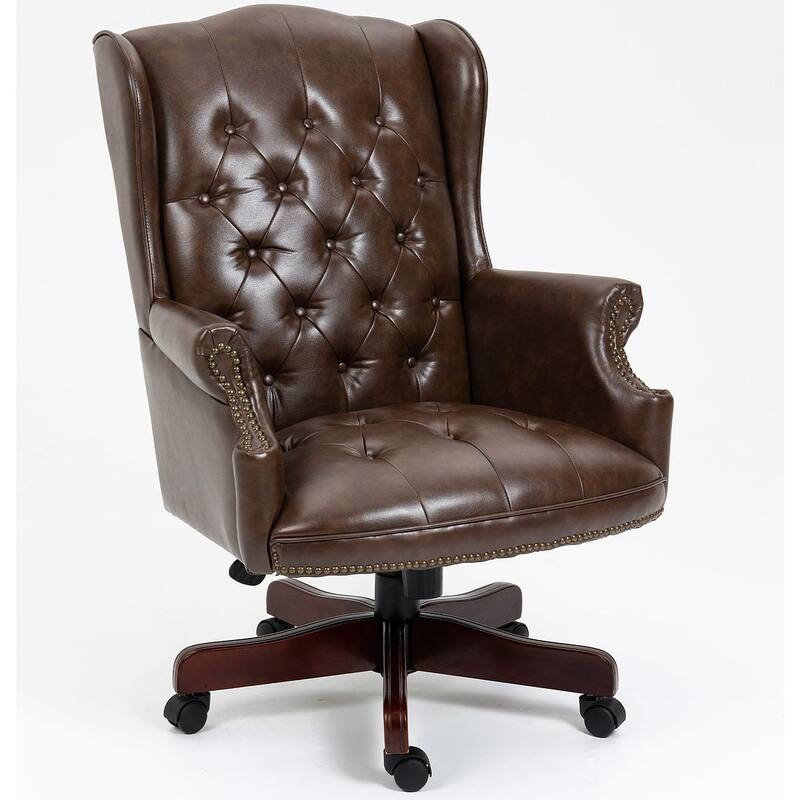 Executive PU Leather Tilt Swivel Office Chair, Ergonomic Reclining Comfortable Desk Chair