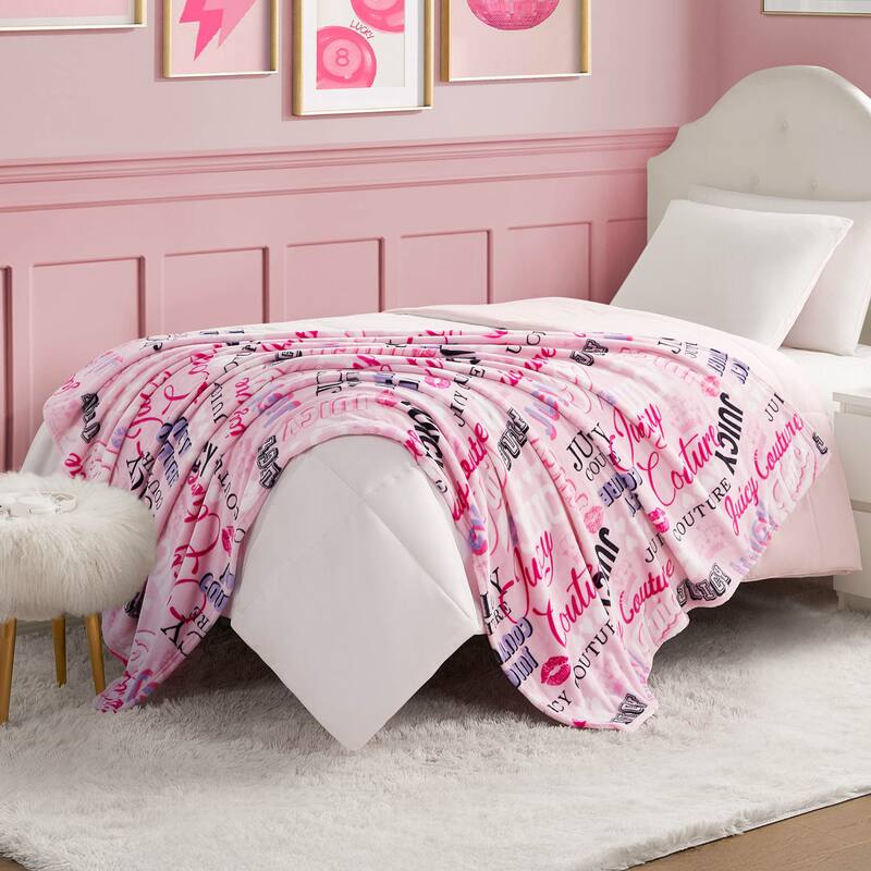 Juicy Couture Printed Plush Throw Blankets