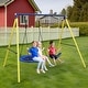 preview thumbnail 1 of 7, Outdoor Backyard 2 Seat Children Metal Swing Set for Kids Age 3 Up Swing Set