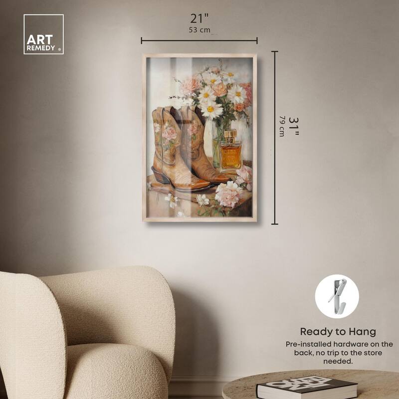 Delicate Floral Boots II Shadowbox by Art Remedy