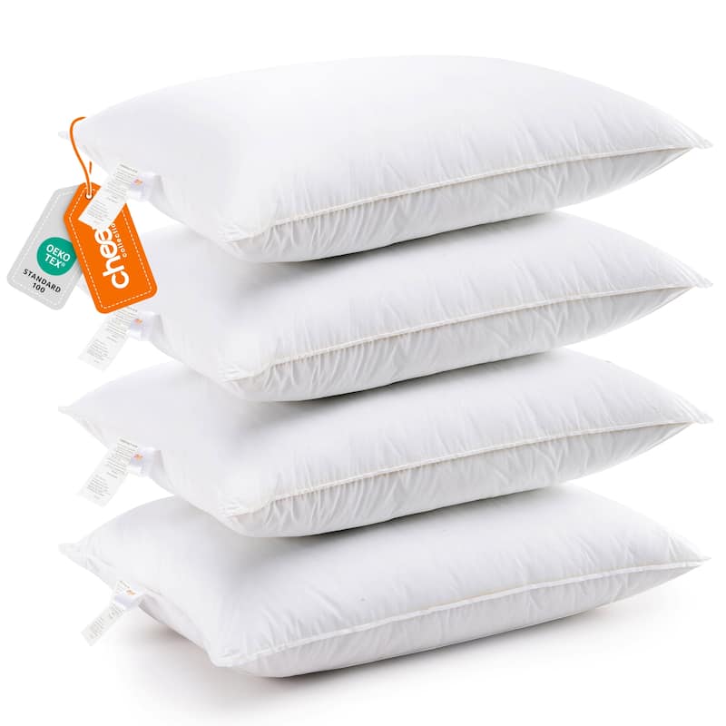 Cheer Collection Hypoallergenic Alternative Down Hollow Fiber Pillow - White - King - Set of 4